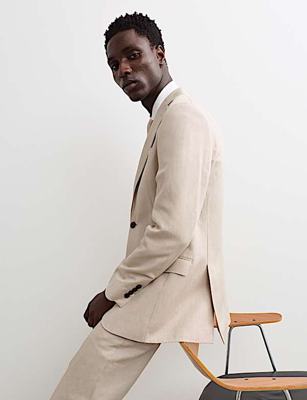 Tailored Fit Italian Silk & Linen Suit Jacket - NL