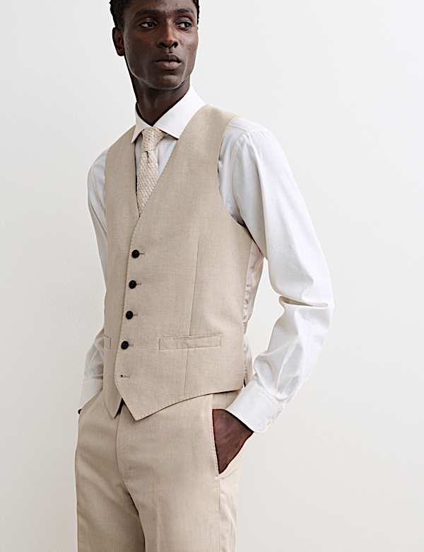 Tailored Fit Italian Silk & Linen Waistcoat - NL