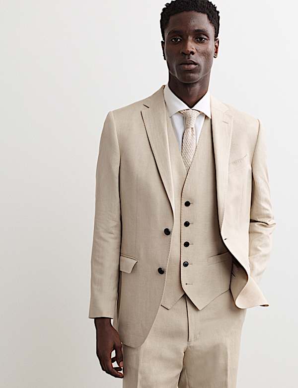 Tailored Fit Italian Silk & Linen Waistcoat - NL