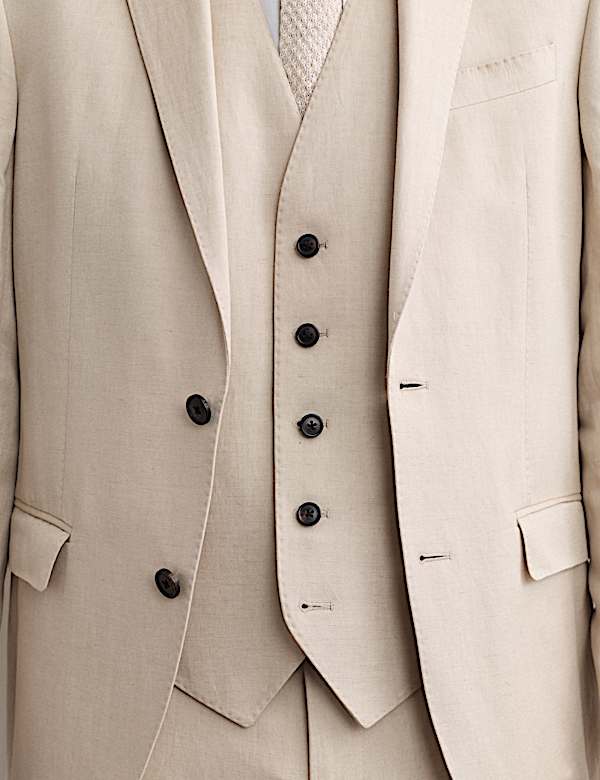 Tailored Fit Italian Silk & Linen Waistcoat - NL