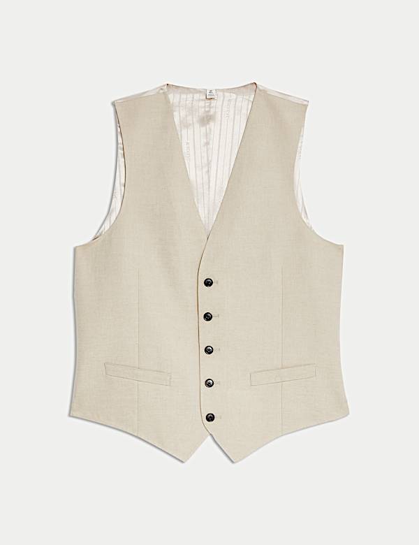 Tailored Fit Italian Silk & Linen Waistcoat - NL