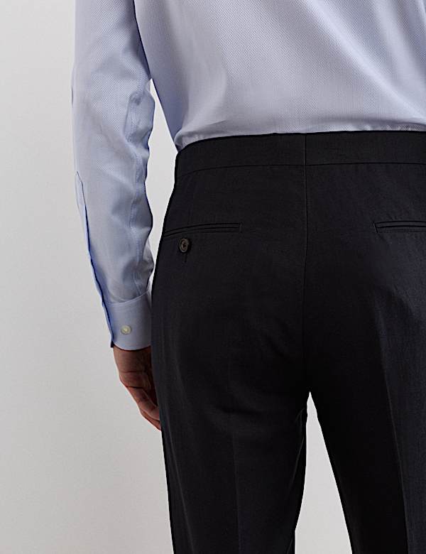 Pantalon de costume coupe ajust&eacute;e en soie et lin italien - FR