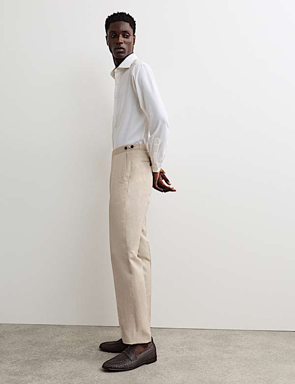 Tailored Fit Italian Silk & Linen Suit Trousers - GR