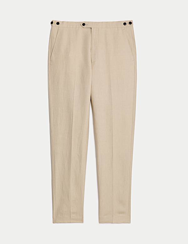 Tailored Fit Italian Silk & Linen Suit Trousers - GR