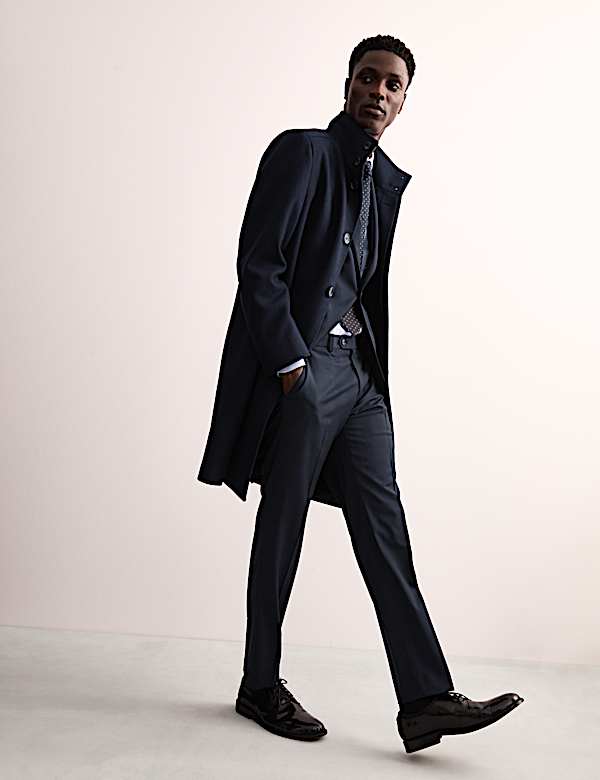 Tailored Fit Wool Rich Check Suit Trousers - GR
