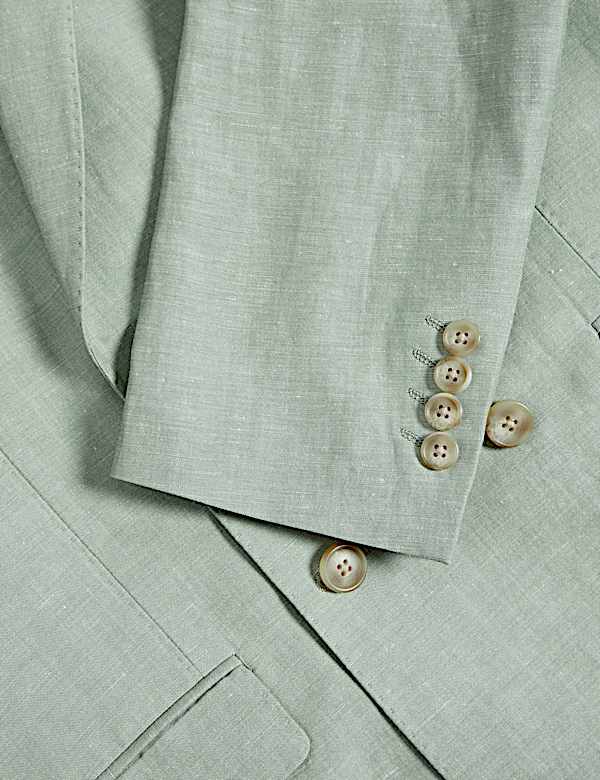 Tailored Fit Double Breasted Wool Linen Blend Jacket - CA
