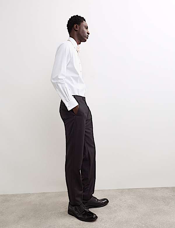 Tailored Fit Pure Wool Tuxedo Trousers - BE