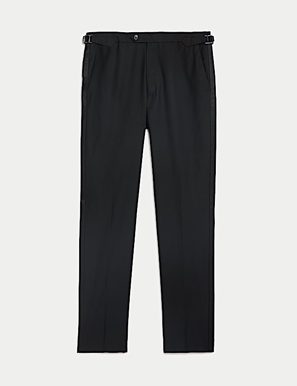 Tailored Fit Pure Wool Tuxedo Trousers - BE