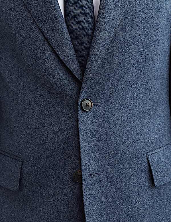 Tailored Fit Italian Wool Textured Suit Jacket - AL