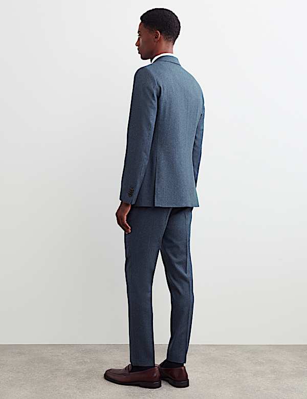 Tailored Fit Italian Wool Textured Suit Jacket - AL