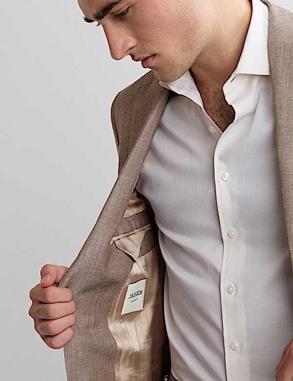 Tailored Fit Italian Wool Linen Blend Suit Jacket - AU
