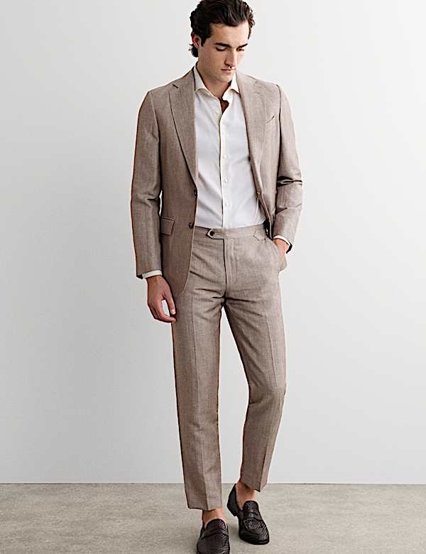 Tailored Fit Italian Wool Linen Blend Suit Jacket - AU