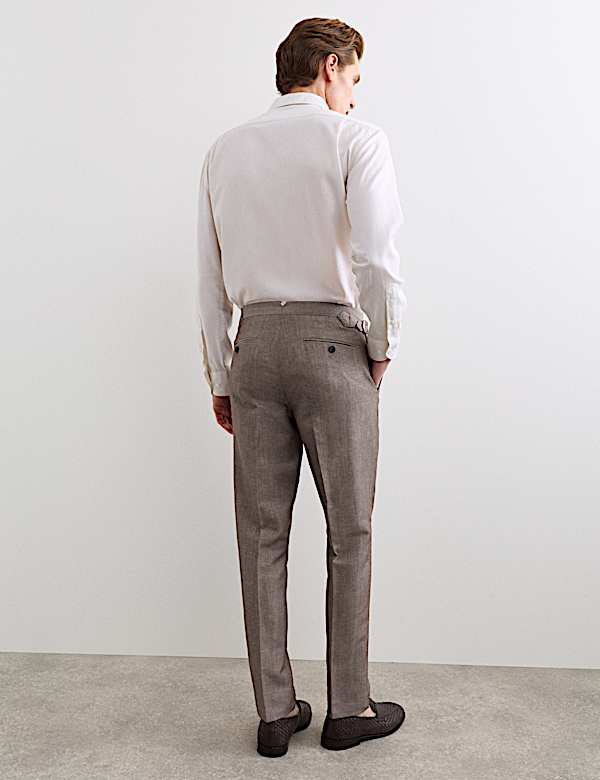 Pantalon de costume coupe ajust&eacute;e en lin m&eacute;lang&eacute; laine italienne - BE