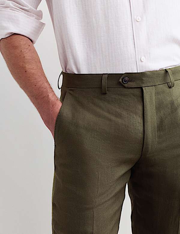 Pantalon ajust&eacute; 100 % lin - FR