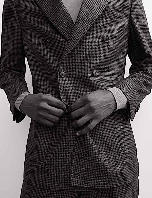 Colbert met dubbele rij knopen en pied-de-poulemotief - BE