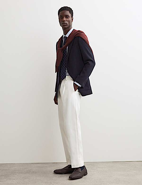 Tailored Fit Italian Wool Twill Blazer with Cashmere - FR