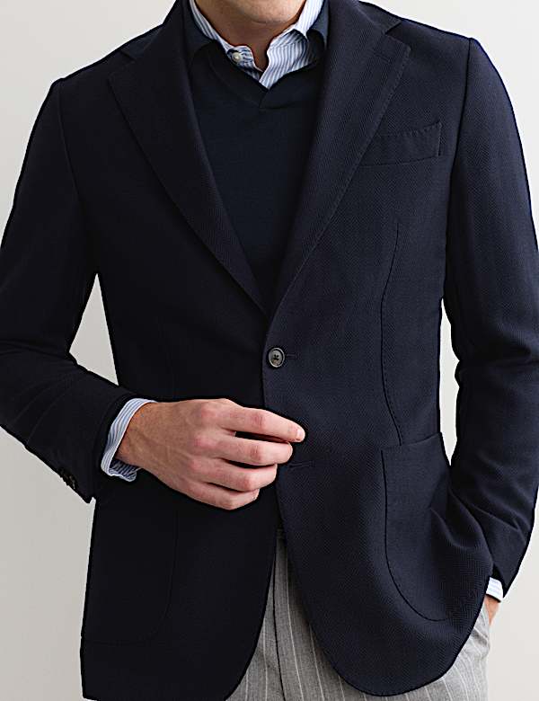 Gedefinieerde blazer van wol met visgraatmotief - NL