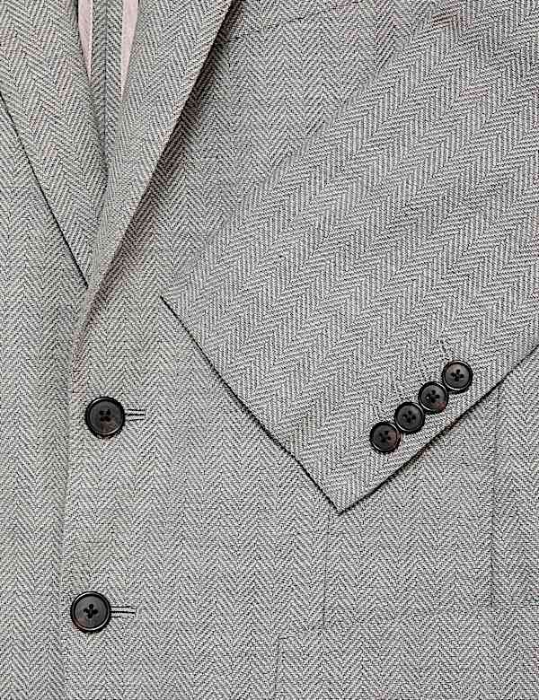 Tailored Fit Wool Herringbone Blazer - IT