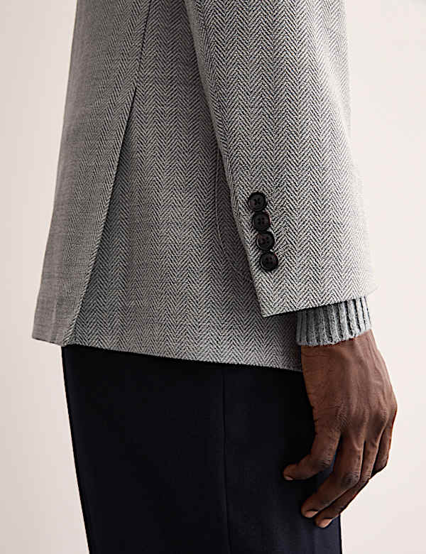 Tailored Fit Wool Herringbone Blazer - IT