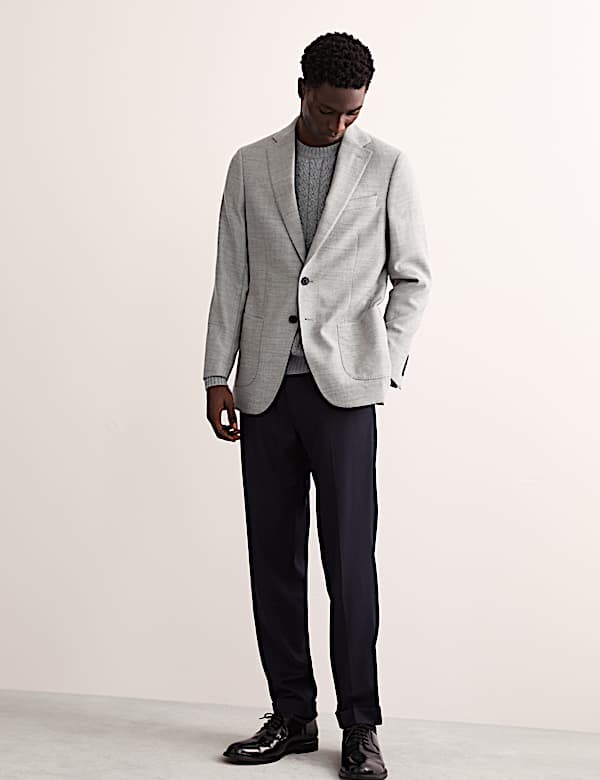 Tailored Fit Wool Herringbone Blazer - IT