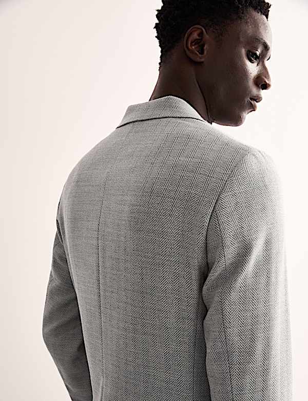Tailored Fit Wool Herringbone Blazer - IT