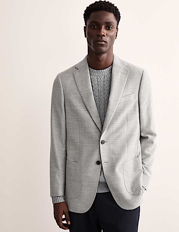 Tailored Fit Wool Herringbone Blazer - IT