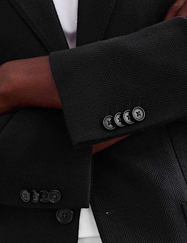 Tailored Fit Wool Herringbone Blazer - NZ