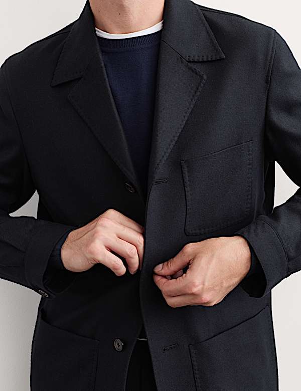 Wool Blend Tailored Fit Suit Jacket - CA