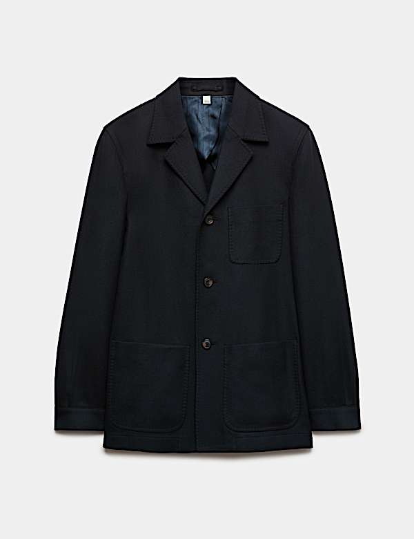 Wool Blend Tailored Fit Suit Jacket - CA