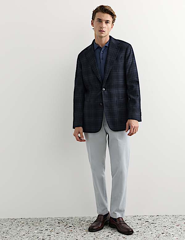 Tailored Fit Italian Wool Check Blazer - NZ