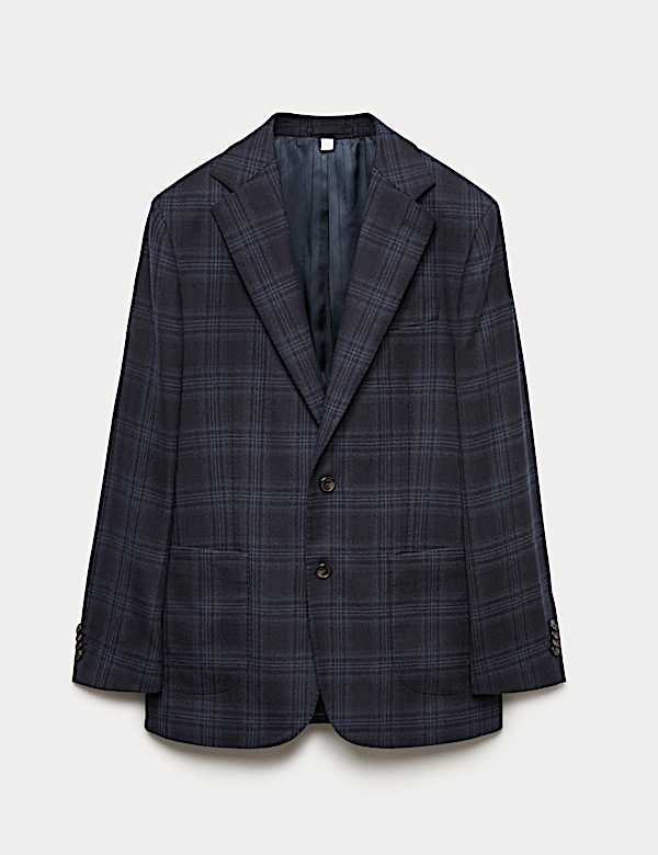 Tailored Fit Italian Wool Check Blazer - NZ