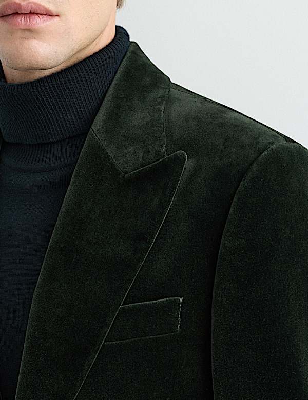 Tailored Fit Pure Cotton Velvet Blazer - NZ