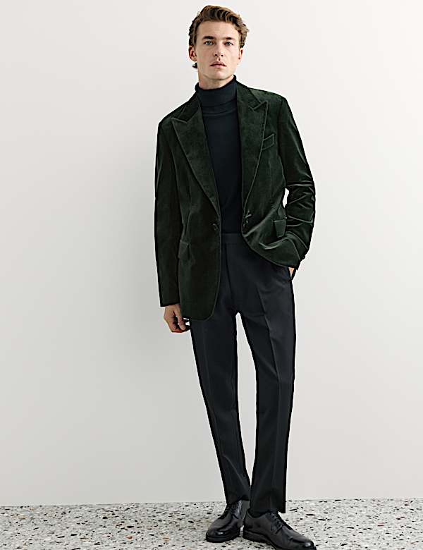Tailored Fit Pure Cotton Velvet Blazer - NZ