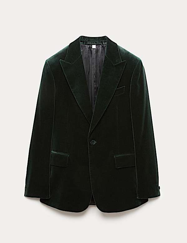 Tailored Fit Pure Cotton Velvet Blazer - NZ