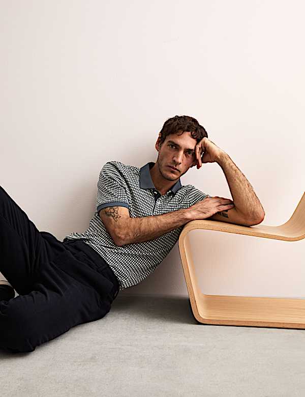 Pure Cotton Chain Print Polo Shirt - AU