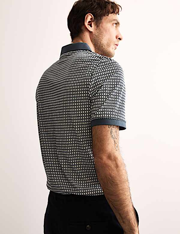 Pure Cotton Chain Print Polo Shirt - AU