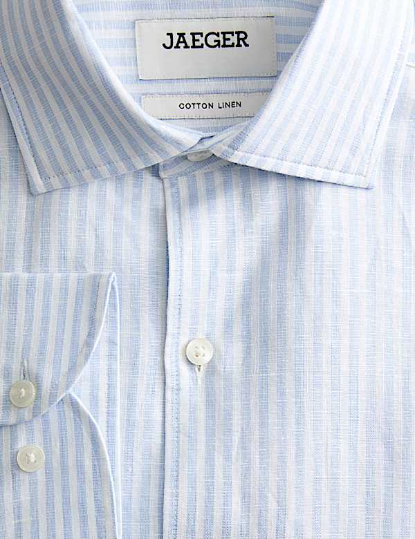 Regular Fit Luxury Linen Cotton Striped Shirt - CZ