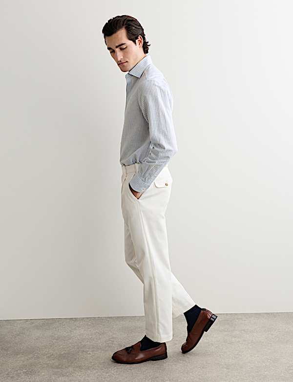 Regular Fit Luxury Linen Cotton Striped Shirt - CZ