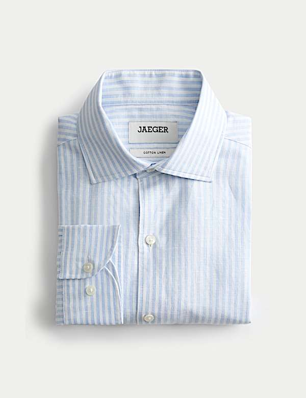 Regular Fit Luxury Linen Cotton Striped Shirt - CZ