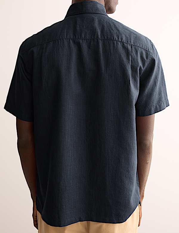 Regular-fit luxe overhemd met korte mouwen van linnen en katoen - NL