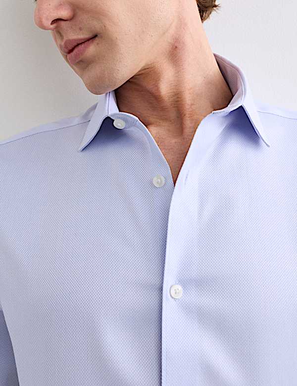 Camisa de lujo texturizada ajustada 100 % algod&oacute;n - ES