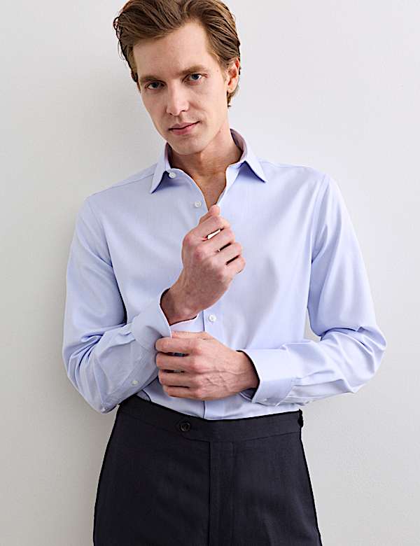 Camisa de lujo texturizada ajustada 100 % algod&oacute;n - ES