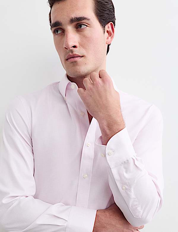 Chemise ajust&eacute;e 100 % coton &agrave; carreaux - CA
