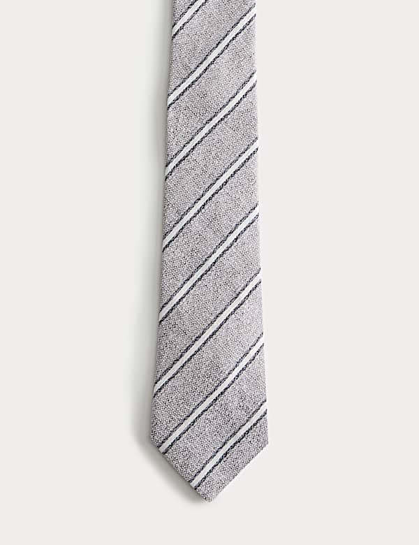 Linen Silk Blend Striped Tie - PL