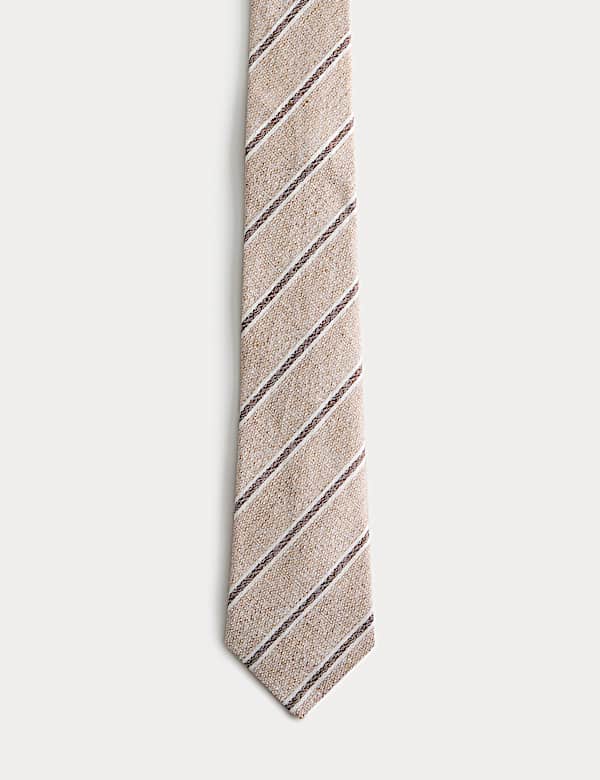 Linen Silk Blend Striped Tie - FR