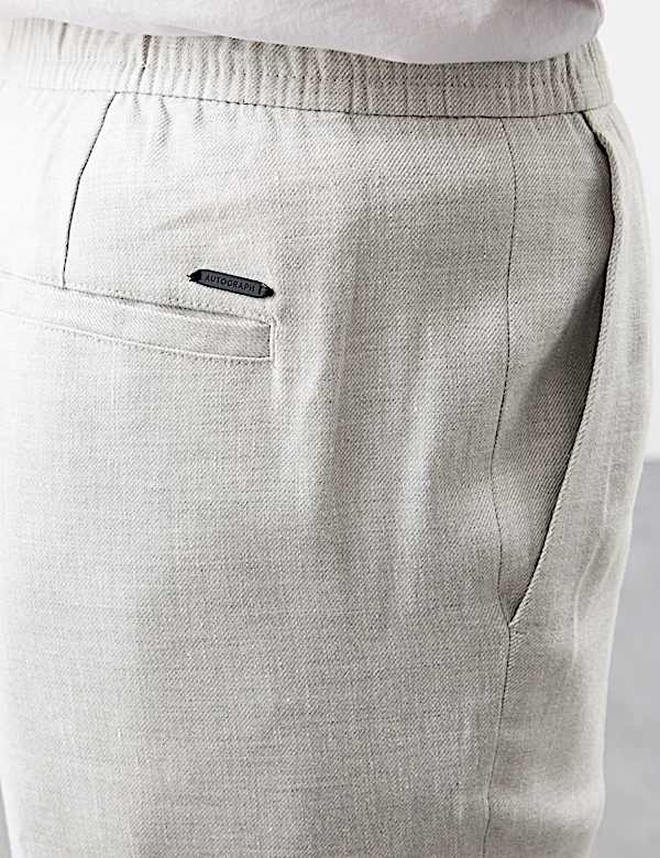 Pantalon &eacute;lastiqu&eacute; coupe fusel&eacute;e en lin m&eacute;lang&eacute; italien - FR