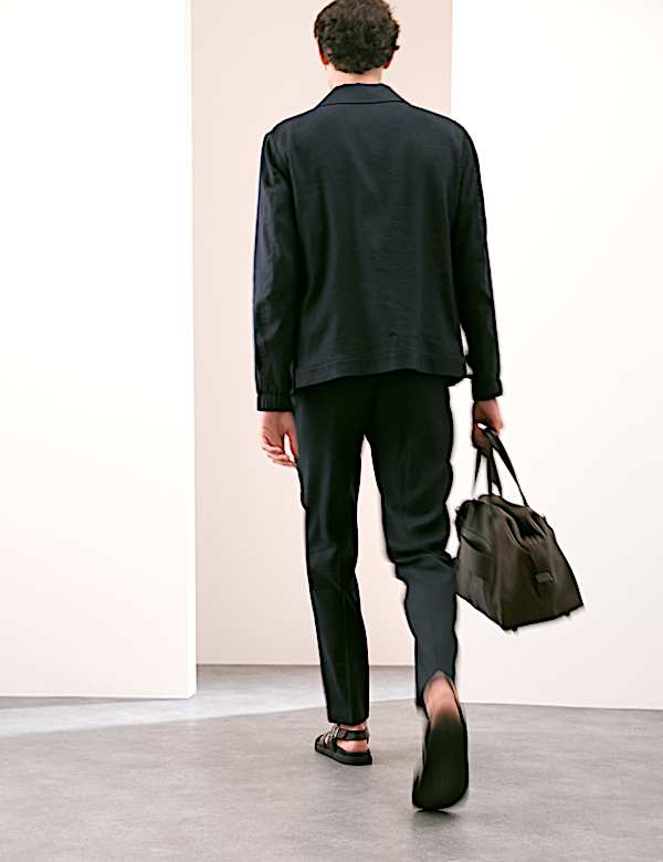 Tapered Fit Italian Linen Blend Elasticated Trousers - JO