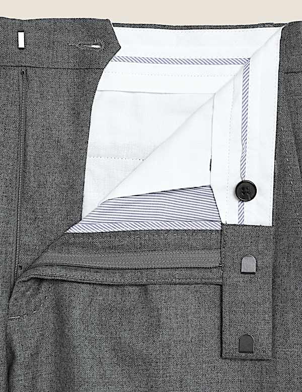 Tailored Fit Pure Wool Flannel Trousers