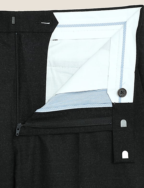 Tailored Fit Pure Wool Flannel Trousers
