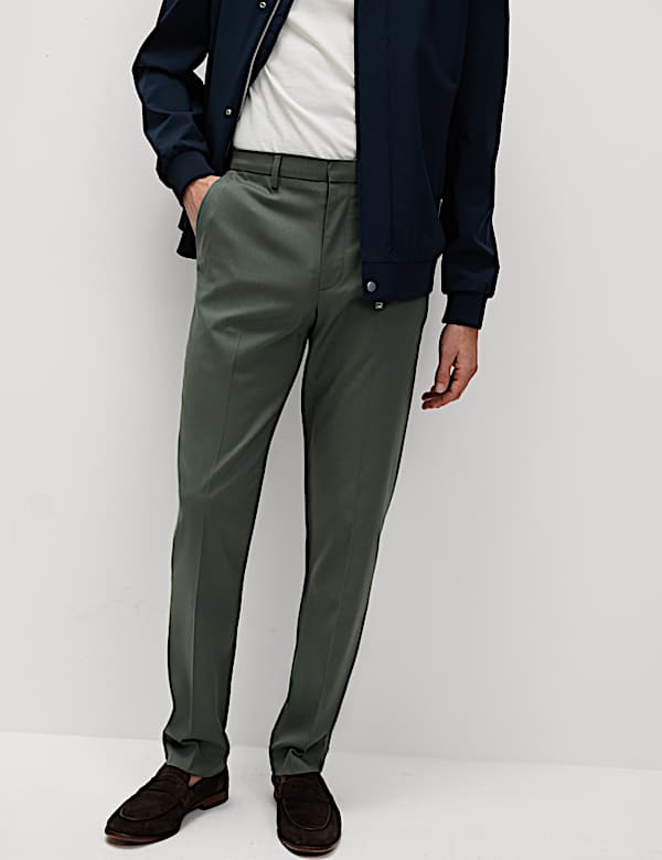 Pantalon habill&eacute; coupe standard en tissu extensible - FR